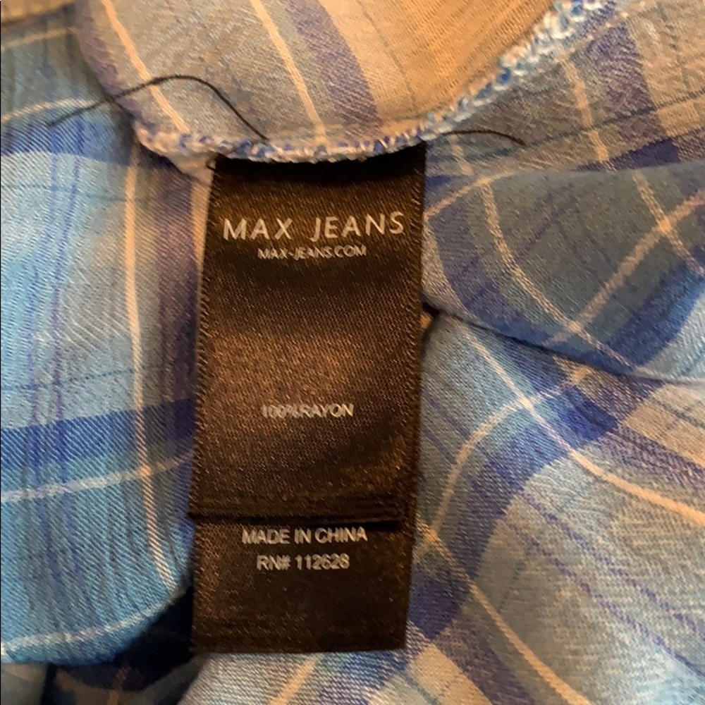 Blue and White Button Down Top Max Jeans XS - Picture 4 of 4